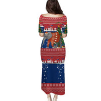 Laos Christmas Puletasi with Festive Elephant Design and Holiday Village Pattern - Wonder Print Shop