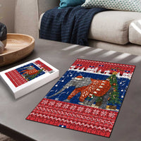Laos Christmas Puzzle with Festive Elephant Design and Holiday Village Pattern - Wonder Print Shop