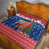 Laos Christmas Quilt with Festive Elephant Design and Holiday Village Pattern - Wonder Print Shop