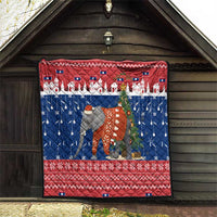 Laos Christmas Quilt with Festive Elephant Design and Holiday Village Pattern - Wonder Print Shop