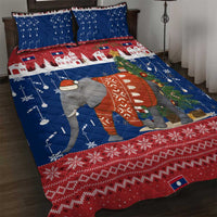 Laos Christmas Quilt Bed Set with Festive Elephant Design and Holiday Village Pattern - Wonder Print Shop