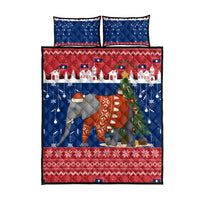 Laos Christmas Quilt Bed Set with Festive Elephant Design and Holiday Village Pattern - Wonder Print Shop