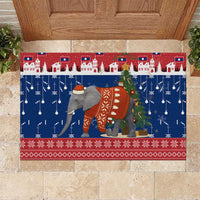 Laos Christmas Rubber Doormat with Festive Elephant Design and Holiday Village Pattern - Wonder Print Shop