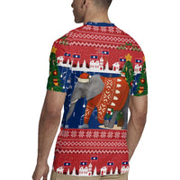 Laos Christmas Rugby Jersey with Festive Elephant Design and Holiday Village Pattern - Wonder Print Shop