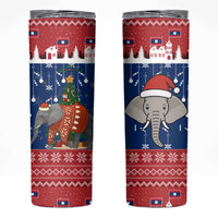 Laos Christmas Skinny Tumbler with Festive Elephant Design and Holiday Village Pattern - Wonder Print Shop