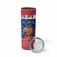 Laos Christmas Skinny Tumbler with Festive Elephant Design and Holiday Village Pattern - Wonder Print Shop