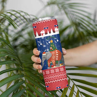 Laos Christmas Skinny Tumbler with Festive Elephant Design and Holiday Village Pattern - Wonder Print Shop