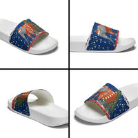Laos Christmas Slide Sandals with Festive Elephant Design and Holiday Village Pattern - Wonder Print Shop