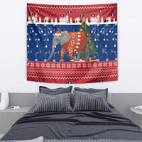 Laos Christmas Tapestry with Festive Elephant Design and Holiday Village Pattern - Wonder Print Shop