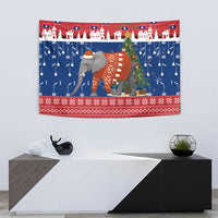 Laos Christmas Tapestry with Festive Elephant Design and Holiday Village Pattern - Wonder Print Shop