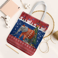 Laos Christmas Tote Bag with Festive Elephant Design and Holiday Village Pattern - Wonder Print Shop