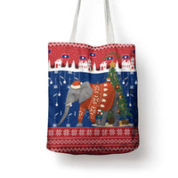 Laos Christmas Tote Bag with Festive Elephant Design and Holiday Village Pattern - Wonder Print Shop