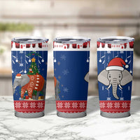 Laos Christmas Tumbler Cup with Festive Elephant Design and Holiday Village Pattern - Wonder Print Shop
