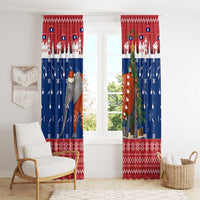 Laos Christmas Window Curtain with Festive Elephant Design and Holiday Village Pattern - Wonder Print Shop
