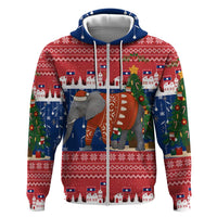 Laos Christmas Zip Hoodie with Festive Elephant Design and Holiday Village Pattern - Wonder Print Shop