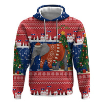 Laos Christmas Zip Hoodie with Festive Elephant Design and Holiday Village Pattern - Wonder Print Shop