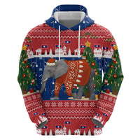 Laos Christmas Zip Hoodie with Festive Elephant Design and Holiday Village Pattern - Wonder Print Shop