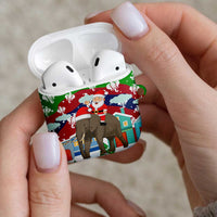 Laos Christmas AirPods Case with Santa Riding Elephant and Festive Flag Pattern - Wonder Print Shop
