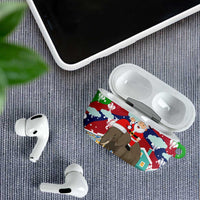 Laos Christmas AirPods Case with Santa Riding Elephant and Festive Flag Pattern - Wonder Print Shop