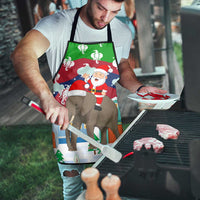 Laos Christmas Apron with Santa Riding Elephant and Festive Flag Pattern - Wonder Print Shop