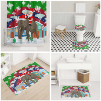 Laos Christmas Bathroom Set with Santa Riding Elephant and Festive Flag Pattern - Wonder Print Shop