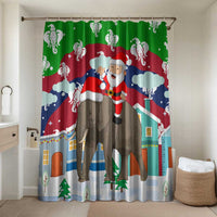 Laos Christmas Bathroom Set with Santa Riding Elephant and Festive Flag Pattern - Wonder Print Shop