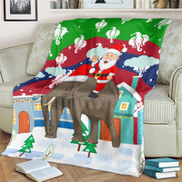 Laos Christmas Blanket with Santa Riding Elephant and Festive Flag Pattern - Wonder Print Shop