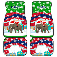 Laos Christmas Car Mats with Santa Riding Elephant and Festive Flag Pattern - Wonder Print Shop