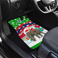 Laos Christmas Car Mats with Santa Riding Elephant and Festive Flag Pattern - Wonder Print Shop