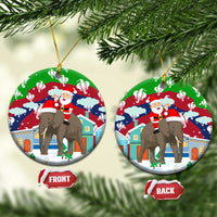 Laos Christmas Ceramic Ornament with Santa Riding Elephant and Festive Flag Pattern - Wonder Print Shop