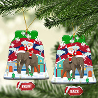 Laos Christmas Ceramic Ornament with Santa Riding Elephant and Festive Flag Pattern - Wonder Print Shop