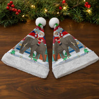 Laos Christmas Santa Hat with Santa Riding Elephant and Festive Flag Pattern - Wonder Print Shop