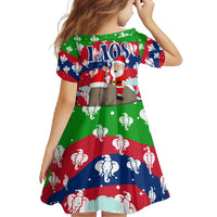 Laos Christmas Family Matching Off Shoulder Maxi Dress and Hawaiian Shirt with Santa Riding Elephant and Festive Flag Pattern - Wonder Print Shop
