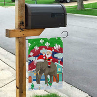 Laos Christmas Garden Flag with Santa Riding Elephant and Festive Flag Pattern - Wonder Print Shop