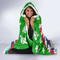 Laos Christmas Hooded Blanket with Santa Riding Elephant and Festive Flag Pattern - Wonder Print Shop