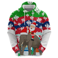 Laos Christmas Hoodie with Santa Riding Elephant and Festive Flag Pattern - Wonder Print Shop
