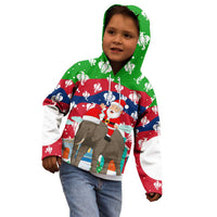 Laos Christmas Kid Hoodie with Santa Riding Elephant and Festive Flag Pattern - Wonder Print Shop