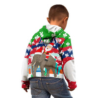 Laos Christmas Kid Hoodie with Santa Riding Elephant and Festive Flag Pattern - Wonder Print Shop
