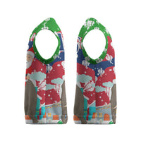 Laos Christmas Knitted V-Neck Vest with Santa Riding Elephant and Festive Flag Pattern - Wonder Print Shop