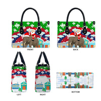 Laos Christmas Leather Bag with Santa Riding Elephant and Festive Flag Pattern - Wonder Print Shop