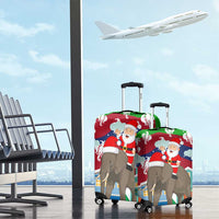 Laos Christmas Luggage Cover with Santa Riding Elephant and Festive Flag Pattern - Wonder Print Shop