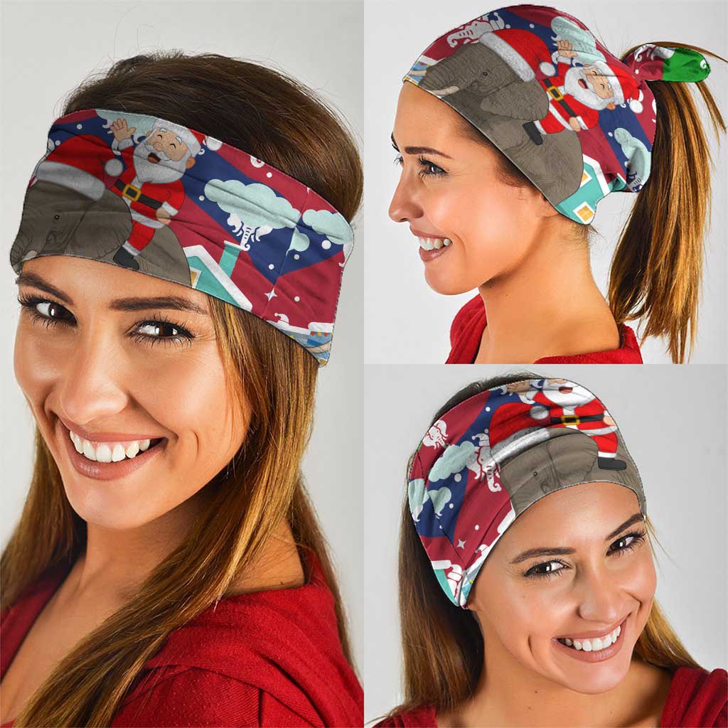 Laos Christmas Neck Gaiter with Santa Riding Elephant and Festive Flag Pattern - Wonder Print Shop