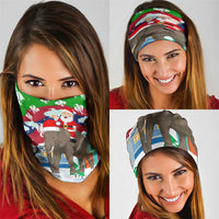 Laos Christmas Neck Gaiter with Santa Riding Elephant and Festive Flag Pattern - Wonder Print Shop