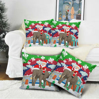 Laos Christmas Pillow Cover with Santa Riding Elephant and Festive Flag Pattern - Wonder Print Shop