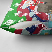Laos Christmas Pillow Cover with Santa Riding Elephant and Festive Flag Pattern - Wonder Print Shop
