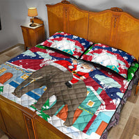 Laos Christmas Quilt Bed Set with Santa Riding Elephant and Festive Flag Pattern - Wonder Print Shop