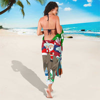 Laos Christmas Sarong with Santa Riding Elephant and Festive Flag Pattern - Wonder Print Shop