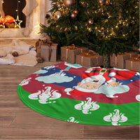 Laos Christmas Tree Skirt with Santa Riding Elephant and Festive Flag Pattern - Wonder Print Shop