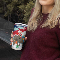Laos Christmas Tumbler Cup with Santa Riding Elephant and Festive Flag Pattern - Wonder Print Shop