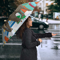 Laos Christmas Umbrella with Santa Riding Elephant and Festive Flag Pattern - Wonder Print Shop